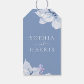 Elegante Blue Floral Gastgeschenk Hochzeit Geschenkanhänger (Rückseite)