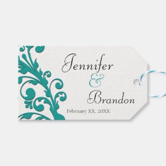 Elegante Blue Floral Gastgeschenk Hochzeit Geschenkanhänger