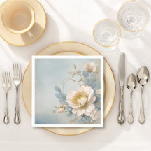 Elegante Blue Floral Geburtstagsparty Einladung