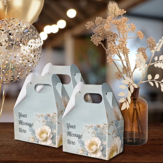 Elegante Blue Floral Geburtstagsparty Geschenkschachtel