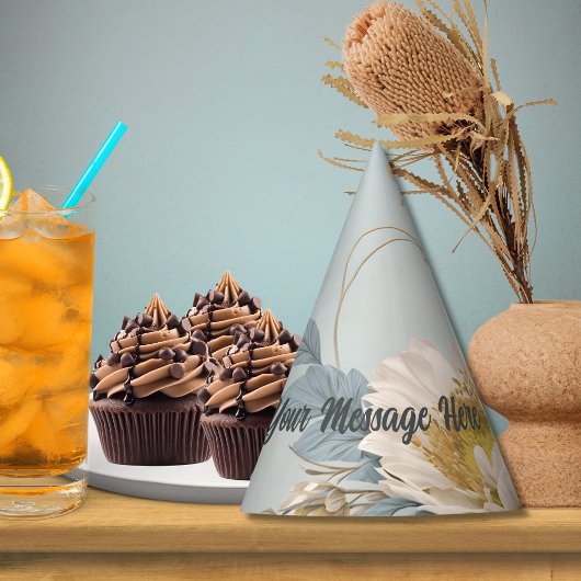 Elegante Blue Floral Geburtstagsparty Partyhütchen