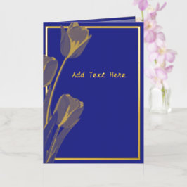 Elegante Blue Floral Gold Foil Card