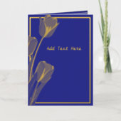 Elegante Blue Floral Gold Foil Card (Vorderseite)