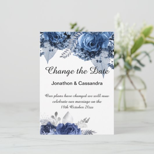 ELEGANTE BLUE FLORAL GRENZE ÄNDERN DAS DATUM (Stehend Vorderseite)