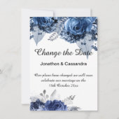 ELEGANTE BLUE FLORAL GRENZE ÄNDERN DAS DATUM (Vorderseite)