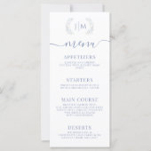 Elegante Blue Floral Herbst Winter Wedding Menu Ca (Vorderseite)