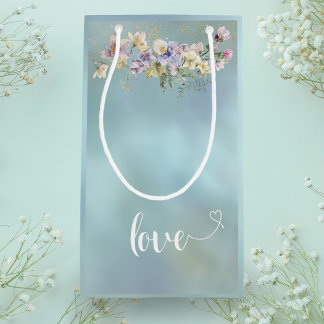 Elegante Blue Floral Liebe Geschenktasche Kleine Geschenktüte