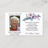 Elegante Blue Floral Memorial Prayer Card Visitenkarte (Vorderseite)