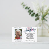 Elegante Blue Floral Memorial Prayer Card Visitenkarte (Stehend Vorderseite)