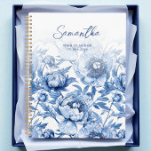 Elegante Blue Floral Muster Script-Trauzeugin Planer