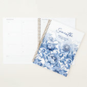 Elegante Blue Floral Muster Script-Trauzeugin Planer (Anzeige)