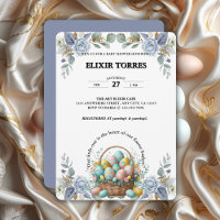 Elegante Blue Floral Oaster Egg Basket Baby Dusche
