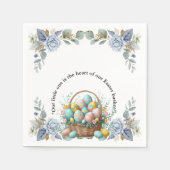 Elegante Blue Floral Oaster Egg Basket Baby Dusche Serviette (Vorderseite)