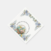 Elegante Blue Floral Oaster Egg Basket Baby Dusche Serviette (Ecke)