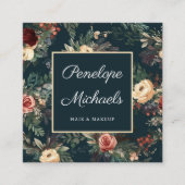 Elegante Blue Floral Print Quadratische Visitenkarte (Vorderseite)