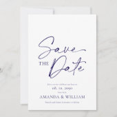 Elegante Blue Floral Save the Date Card (Vorderseite)