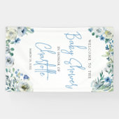 Elegante Blue Floral Spring Welcome Baby Dusche Banner (Horizontal)