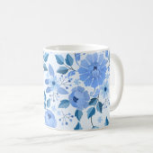 Elegante Blue Floral Tasse (VorderseiteRechts)