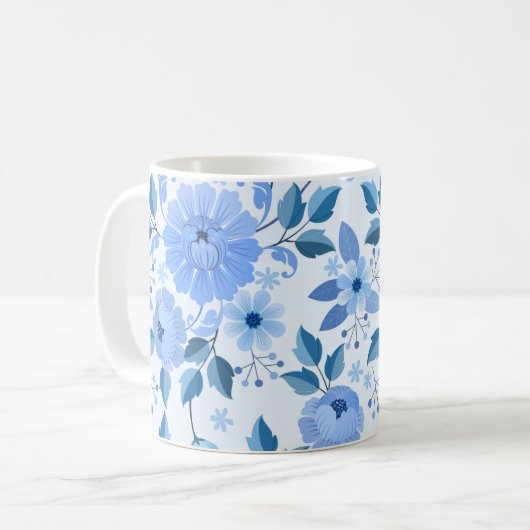 Elegante Blue Floral Tasse (Vorderseite Links)