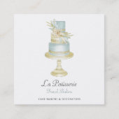Elegante Blue Floral Wedding Cake Makers Bäckerei Quadratische Visitenkarte (Vorderseite)