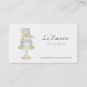 Elegante Blue Floral Wedding Cake Makers Bäckerei Visitenkarte (Vorderseite)