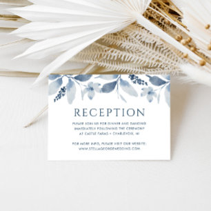 Elegante Blue Floral Wedding Card Begleitkarte