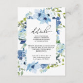 Elegante Blue Floral Wedding Card Begleitkarte (Vorderseite)