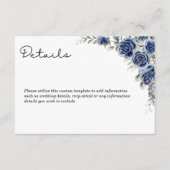 Elegante Blue Floral Wedding Cards Begleitkarte (Vorderseite)