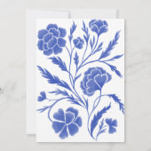 Elegante Blue Floral Wedding Invitation Card Einladung (Rückseite)