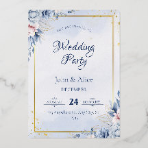 Elegante Blue Floral Wedding Party