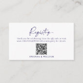 Elegante Blue Floral Wedding Registry Card mit QR Begleitkarte (Vorderseite)