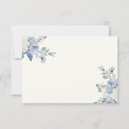 Elegante Blue Floral Wedding RSVP Card mit QR Code (Rückseite)