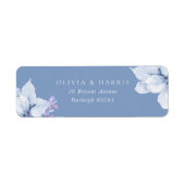 Elegante Blue Floral Wedding Rücksendeadresse (Vorne)