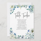 Elegante Blue Floral Wedding Tischnummer Card (Rückseite)