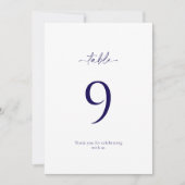 Elegante Blue Floral Wedding Tischnummer Card (Vorderseite)