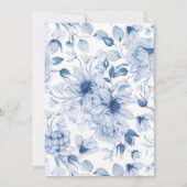 Elegante Blue Floral Wedding Tischnummer Card (Rückseite)