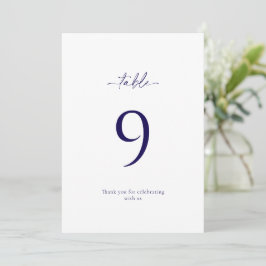 Elegante Blue Floral Wedding Tischnummer Card