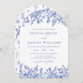 Elegante Blue Floral Wildblume Einladung (Vorne/Hinten)