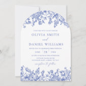 Elegante Blue Floral Wildblume Einladung (Vorderseite)