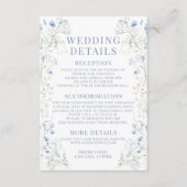 Elegante Blue Floral Wreath Wedding Details Card Begleitkarte (Vorderseite)