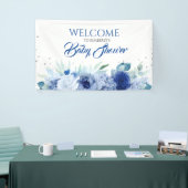 Elegante Blue Flowers Baby Dusche Willkommen Banner (Messeveranstaltung)