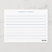 Elegante Blue Flowers Brautparty Rezept Card Postkarte (Rückseite)