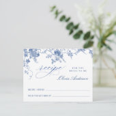 Elegante Blue Flowers Brautparty Rezept Card Postkarte (Stehend Vorderseite)