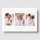 Elegante Blue Foto Collage Wedding Gästebuch (Vorderseite)