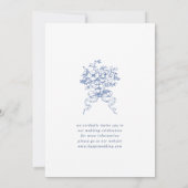 Elegante Blue French Garden Blume Hochzeit Save The Date (Rückseite)