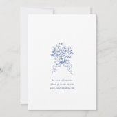 Elegante Blue French Garden Blume Hochzeit Save The Date (Rückseite)