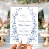 Elegante Blue French Garden Engagement Party Einladung