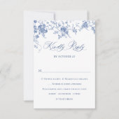 Elegante Blue French Rose Garden RSVP Karte (Vorderseite)