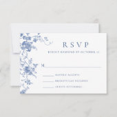 Elegante Blue French Rose Garden RSVP Karte (Vorderseite)