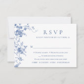 Elegante Blue French Rose Garden RSVP Karte (Vorderseite)